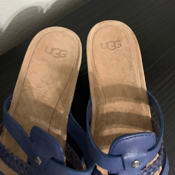 UGGS | 3 Strap Blue Thong Wedge Sandal - Picture 3 of 7